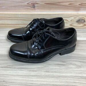 Johnson & Murphy Mens 8M Oxford Dress Shoes Cap Toe Glossy Black